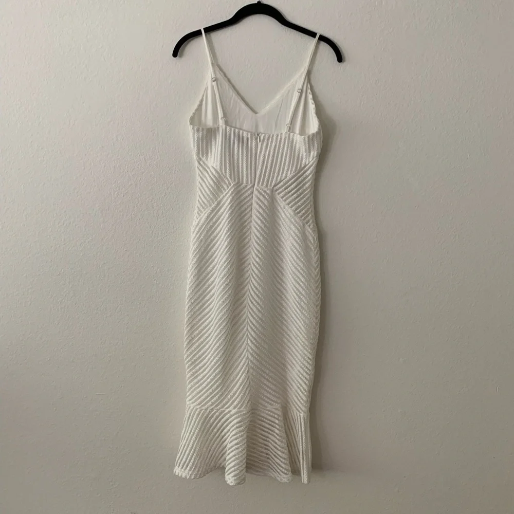 Lulus Your Year White Ribbed Bodycon Trumpet Midi Dress Bridal Rehearsal - Picture 3 of 4